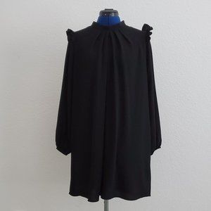 Modest Black Tunic Ruffle Shoulders Elastic band Sleeves Set